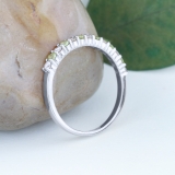 10K White Gold Round Peridot & White Diamond Ladies Stackable Anniversary Wedding Band