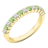 14K Yellow Gold Round Peridot & White Diamond Ladies Stackable Anniversary Wedding Band