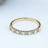 14K Yellow Gold Round Peridot & White Diamond Ladies Stackable Anniversary Wedding Band