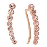0.40 Carat (ctw) 10K Rose Gold Round White Diamond Ladies Journey Curved Climber Earrings