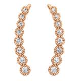 0.40 Carat (ctw) 10K Rose Gold Round White Diamond Ladies Journey Curved Climber Earrings