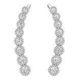 0.40 Carat (ctw) 10K White Gold Round White Diamond Ladies Journey Curved Climber Earrings