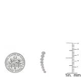 0.40 Carat (ctw) 10K White Gold Round White Diamond Ladies Journey Curved Climber Earrings