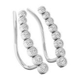 0.40 Carat (ctw) 18K White Gold Round White Diamond Ladies Journey Curved Climber Earrings