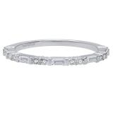 0.25 Carat (ctw) 10K White Gold Round & Baguette White Diamond Ladies Wedding Band 1/4 CT