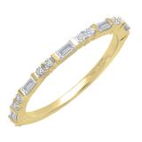 0.25 Carat (ctw) 10K Yellow Gold Round & Baguette White Diamond Ladies Wedding Band 1/4 CT