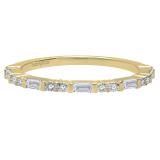 0.25 Carat (ctw) 10K Yellow Gold Round & Baguette White Diamond Ladies Wedding Band 1/4 CT