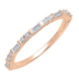 0.25 Carat (ctw) 18K Rose Gold Round & Baguette White Diamond Ladies Wedding Band 1/4 CT