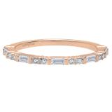 0.25 Carat (ctw) 18K Rose Gold Round & Baguette White Diamond Ladies Wedding Band 1/4 CT