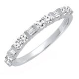 0.40 Carat (ctw) 10K White Gold Round & Baguette White Diamond Ladies Wedding Stackable Band