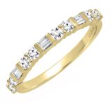 0.40 Carat (ctw) 10K Yellow Gold Round & Baguette White Diamond Ladies Wedding Stackable Band
