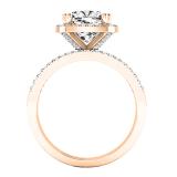 10K Rose Gold 8 MM Cushion Cubic Zirconia & Round Diamond Ladies Bridal Engagement Ring Set