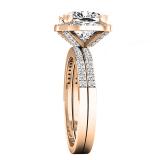 10K Rose Gold 8 MM Cushion Cubic Zirconia & Round Diamond Ladies Bridal Engagement Ring Set