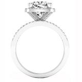 18K White Gold 8 MM Cushion Cubic Zirconia & Round Diamond Ladies Bridal Engagement Ring Set