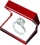 18K White Gold 8 MM Cushion Cubic Zirconia & Round Diamond Ladies Bridal Engagement Ring Set