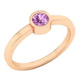 18K Rose Gold 4 MM Round Pink Sapphire Ladies Solitaire Bridal Engagement Ring