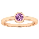 18K Rose Gold 4 MM Round Pink Sapphire Ladies Solitaire Bridal Engagement Ring
