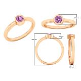18K Rose Gold 4 MM Round Pink Sapphire Ladies Solitaire Bridal Engagement Ring