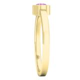 18K Yellow Gold 4 MM Round Pink Sapphire Ladies Solitaire Bridal Engagement Ring