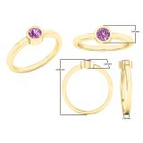 18K Yellow Gold 4 MM Round Pink Sapphire Ladies Solitaire Bridal Engagement Ring