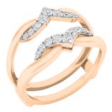 0.30 Carat (ctw) 10K Rose Gold Round Diamond Ladies Anniversary Band Double Guard Ring 1/3 CT
