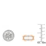 0.30 Carat (ctw) 10K Rose Gold Round Diamond Ladies Anniversary Band Double Guard Ring 1/3 CT