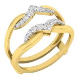 0.30 Carat (ctw) 10K Yellow Gold Round Diamond Ladies Anniversary Band Double Guard Ring 1/3 CT
