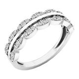 0.35 Carat (ctw) 10K White Gold Round Diamond Ladies Double Row Anniversary Wedding Band 1/3 CT