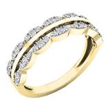 0.35 Carat (ctw) 10K Yellow Gold Round Diamond Ladies Double Row Anniversary Wedding Band 1/3 CT