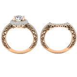 10K Rose Gold Round White Cubic Zirconia CZ Ladies Halo Style Bridal Engagement Ring