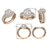 10K Rose Gold Round White Cubic Zirconia CZ Ladies Halo Style Bridal Engagement Ring
