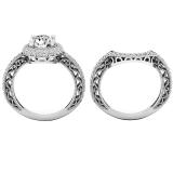 10K White Gold Round White Cubic Zirconia CZ Ladies Halo Style Bridal Engagement Ring