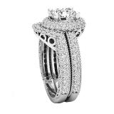 10K White Gold Round White Cubic Zirconia CZ Ladies Halo Style Bridal Engagement Ring