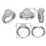 10K White Gold Round White Cubic Zirconia CZ Ladies Halo Style Bridal Engagement Ring