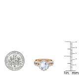 10K Rose Gold 7 MM Cushion Aquamarine & Round Diamond Ladies Halo Engagement Ring Set