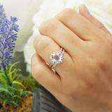 10K Rose Gold 7 MM Cushion Aquamarine & Round Diamond Ladies Halo Engagement Ring Set