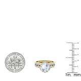 10K Yellow Gold 7 MM Cushion Aquamarine & Round Diamond Ladies Halo Engagement Ring Set