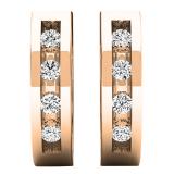 0.05 Carat (ctw) 14K Rose Gold Round Diamond Ladies Huggie Hoop Earrings