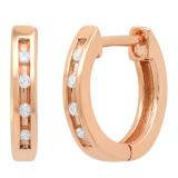 0.05 Carat (ctw) 18K Rose Gold Round Diamond Ladies Huggie Hoop Earrings