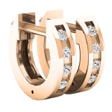 0.05 Carat (ctw) 18K Rose Gold Round Diamond Ladies Huggie Hoop Earrings