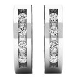 0.05 Carat (ctw) 18K White Gold Round Diamond Ladies Huggie Hoop Earrings