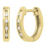 0.05 Carat (ctw) 18K Yellow Gold Round Diamond Ladies Huggie Hoop Earrings