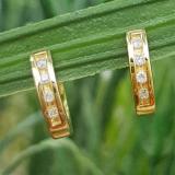 0.05 Carat (ctw) 18K Yellow Gold Round Diamond Ladies Huggie Hoop Earrings