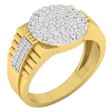 0.95 Carat (ctw) 10K Yellow Gold Round Diamond Mens Frame Stepped Shank Wedding Band 1 CT