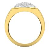 0.95 Carat (ctw) 10K Yellow Gold Round Diamond Mens Frame Stepped Shank Wedding Band 1 CT