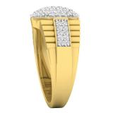 0.95 Carat (ctw) 10K Yellow Gold Round Diamond Mens Frame Stepped Shank Wedding Band 1 CT