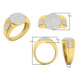 0.95 Carat (ctw) 10K Yellow Gold Round Diamond Mens Frame Stepped Shank Wedding Band 1 CT