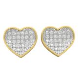 0.23 Carat (ctw) 18K Yellow Gold Plated Sterling Silver Round Diamond Ladies Stud Earrings 1/4 CT