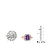 14K Rose Gold 8X6 MM Emerald Amethyst And Round Diamond Ladies Split Shank Bridal Engagement Ring