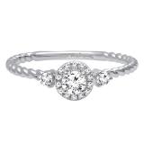 0.35 Carat (ctw) 10K White Gold Round Diamond Ladies Bridal 3 Stone Rope Engagement Ring 1/3 CT